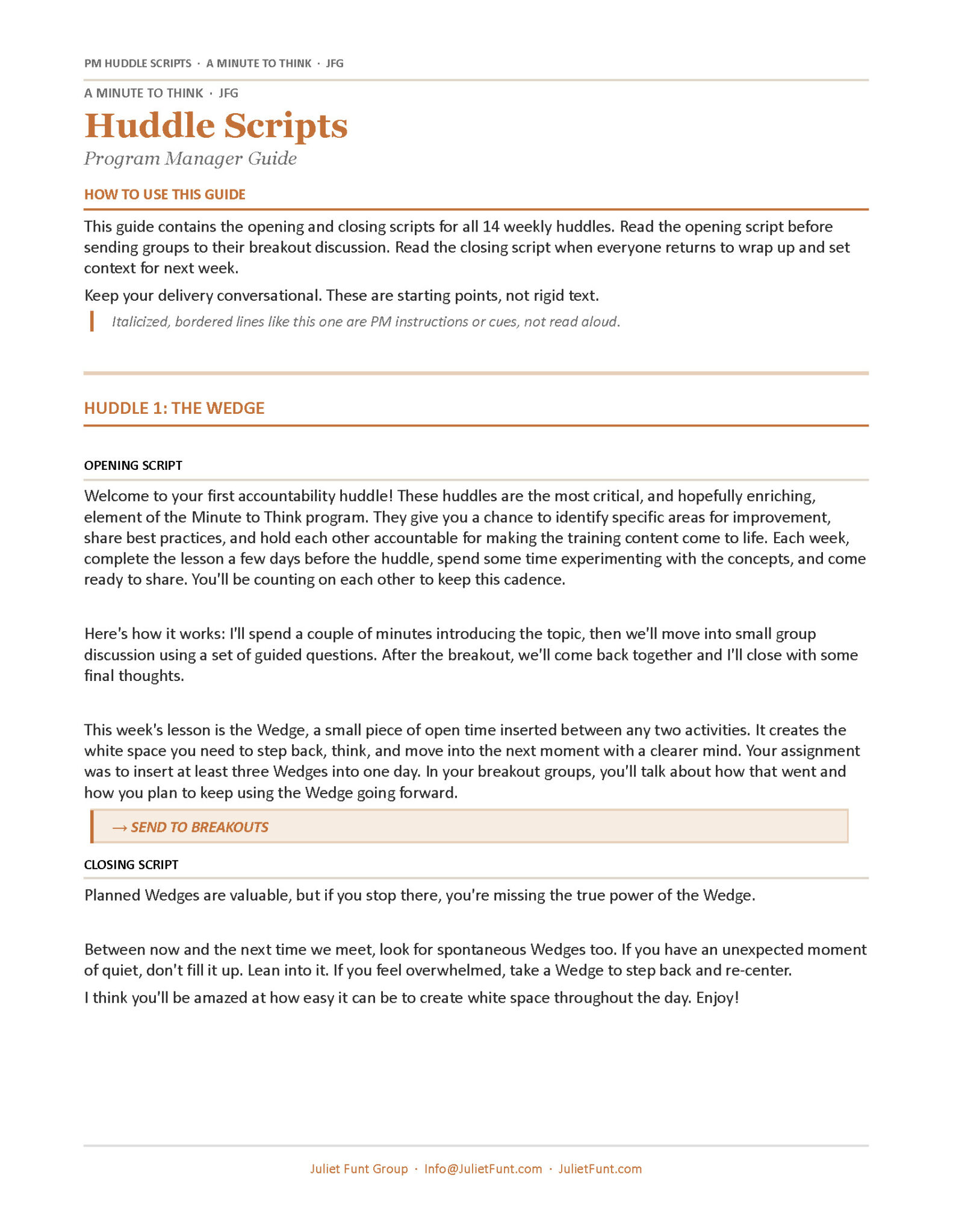 Huddle Scripts for Program Managers