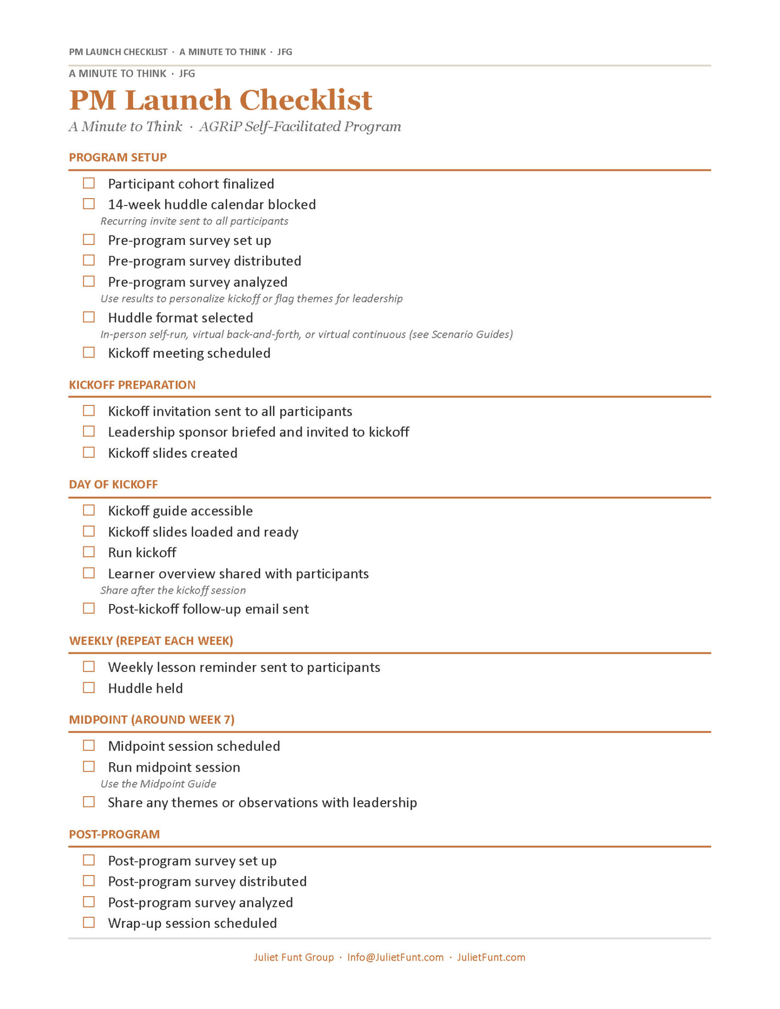 PM Launch Checklist