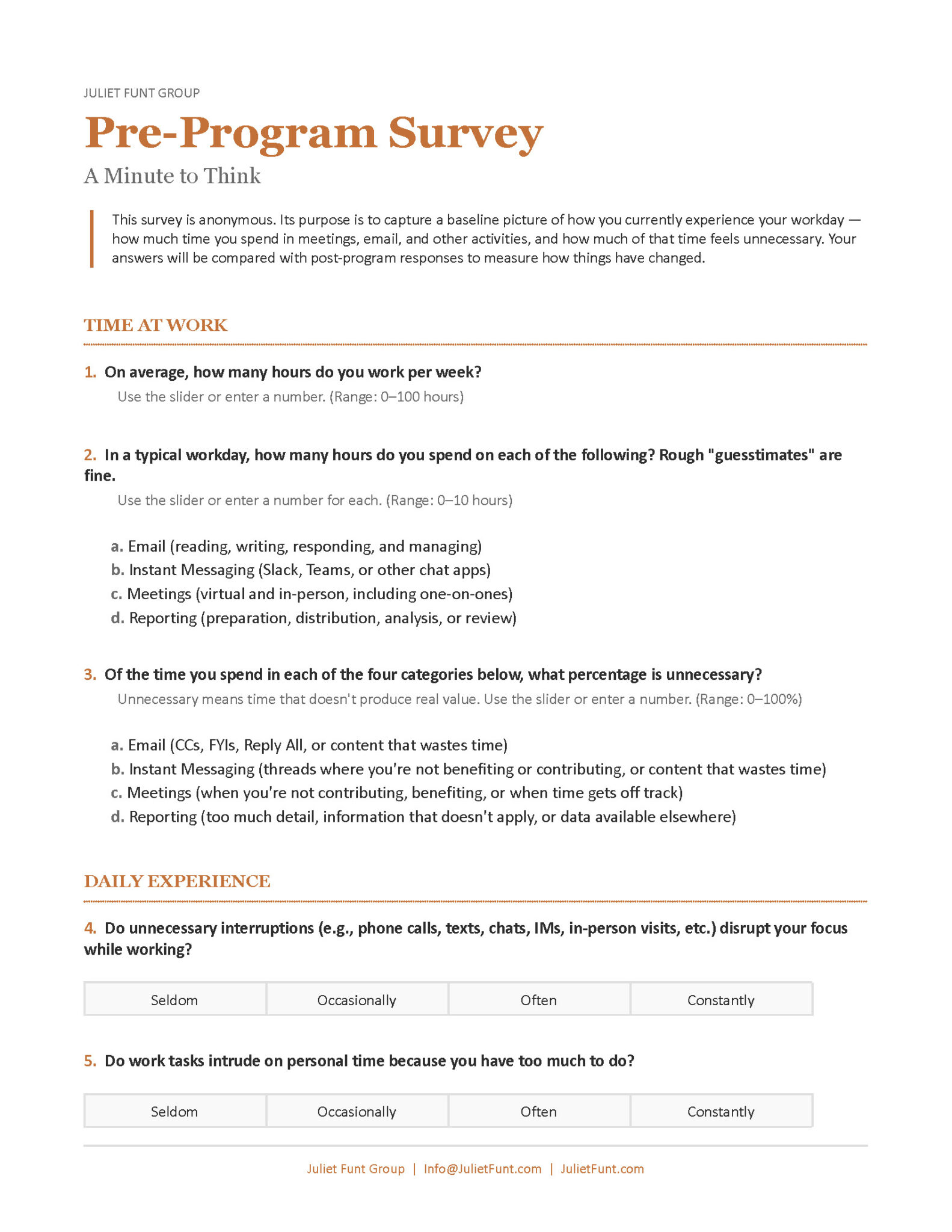 Pre-Program Survey